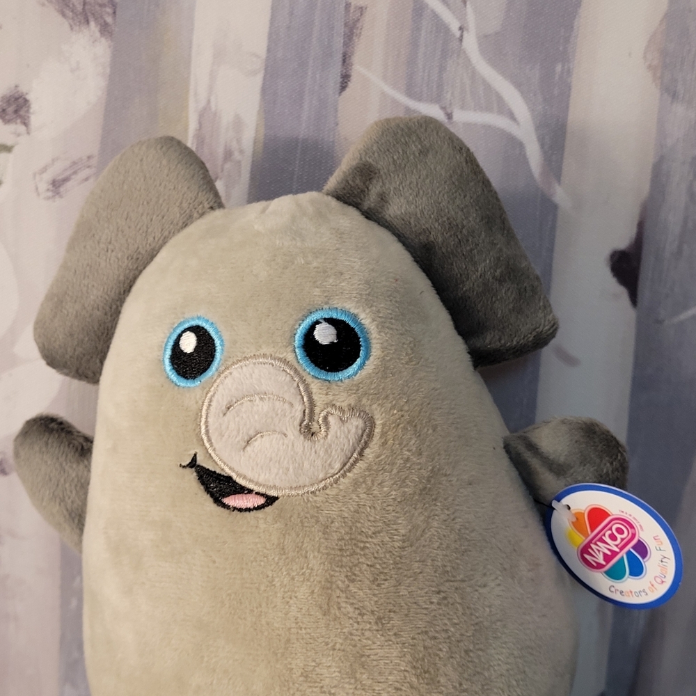 Elephant Plush Soft Squishable Gray With Embroidered Face Nanco 2012